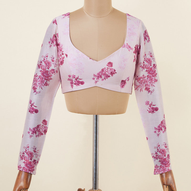 Cotton Printed Blouse | Full Sleeves | Peach