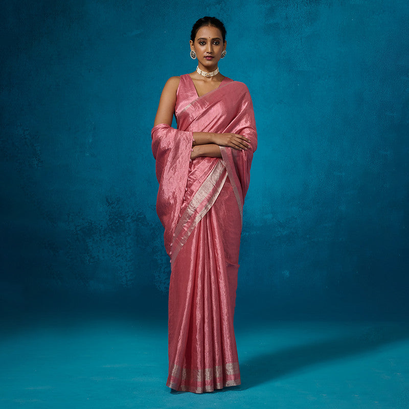 Cotton Silk Saree with Blouse Fabric | Blush Pink