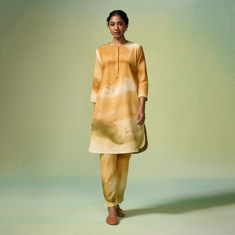 Chanderi Kurta Set For Women | Beige