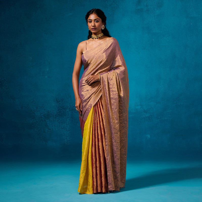 Cotton Silk Saree with Blouse Fabric | Golden Zari | Multicolour