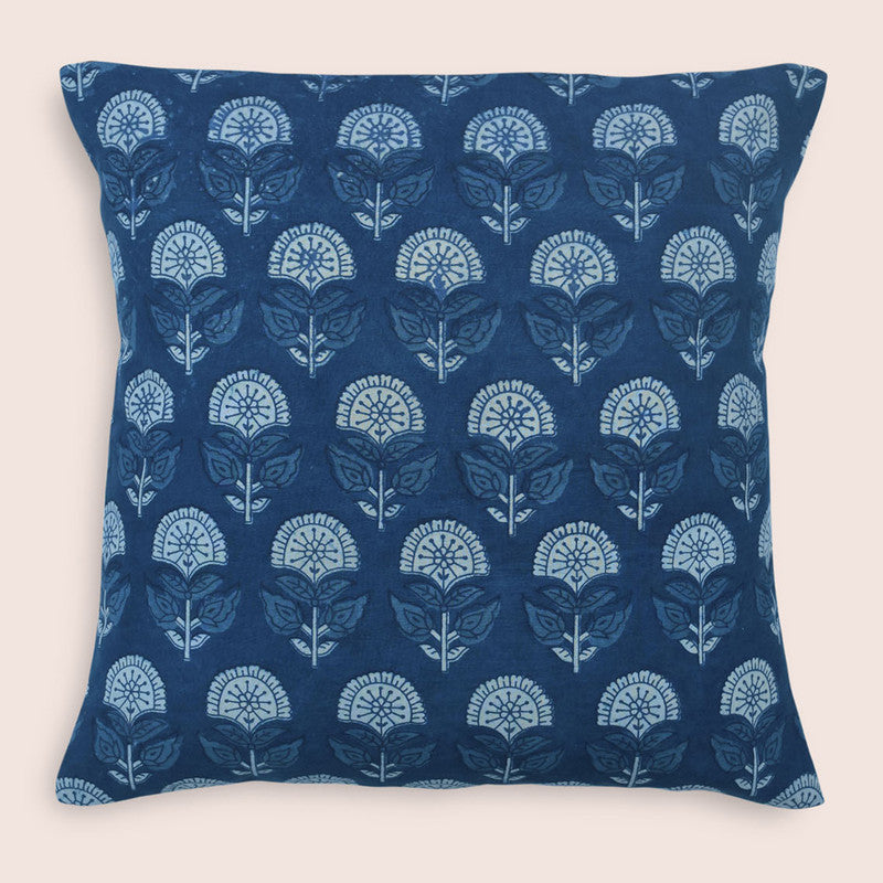 Cotton Cushion Cover | Printed | Blue | 40 x 40 cm