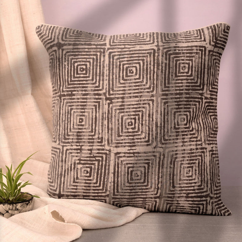 Cotton Cushion Cover | Printed Design | Brown | 40 x 40 cm