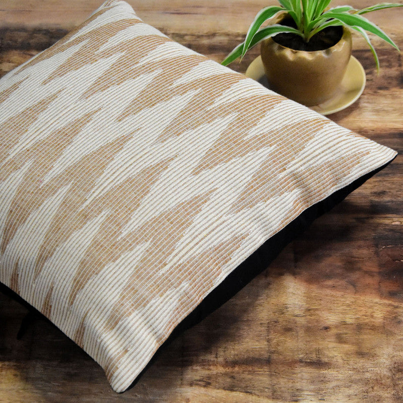 Cotton Cushion Cover | Zig Zag Design | Beige | 40 x 40 cm