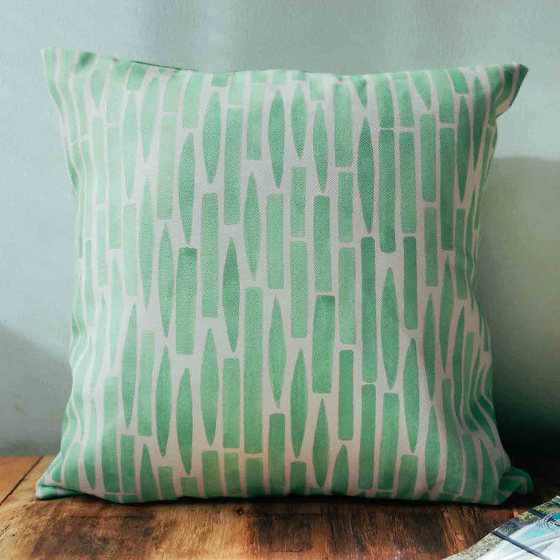 Cotton Cushion Cover | Printed Design | Green | 40 x 40 cm