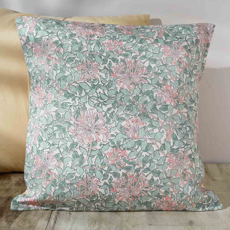 Cotton Cushion Cover | Floral Print | Off White | 40 x 40 cm