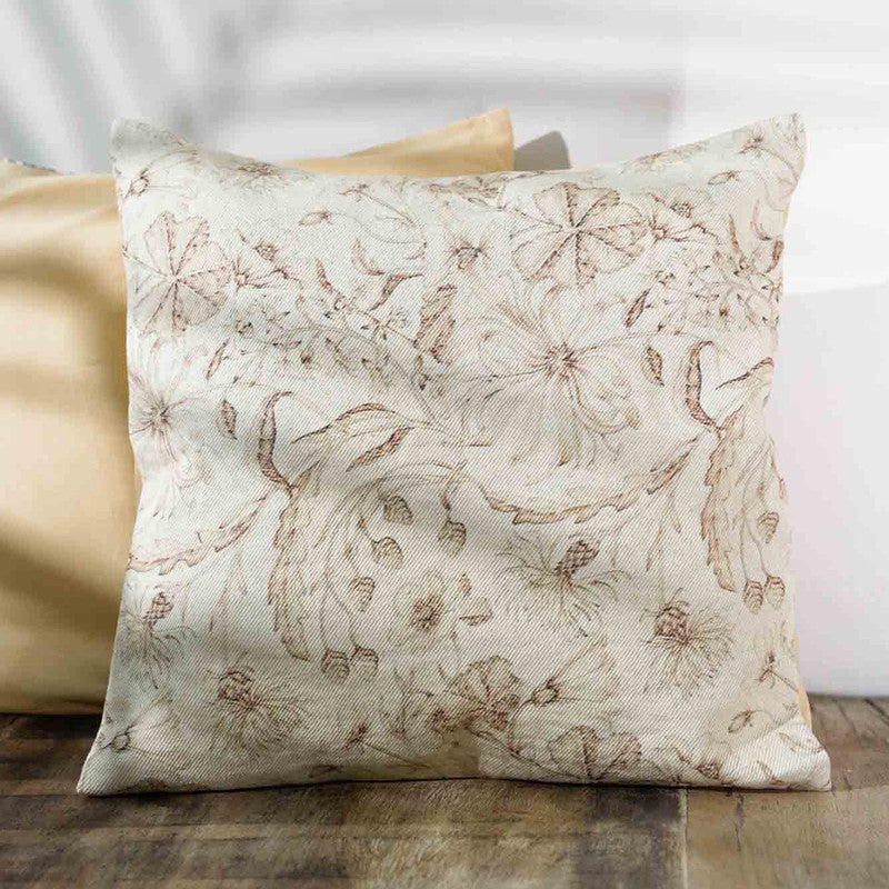 Cotton Cushion Cover | Printed Design | Beige | 40 x 40 cm