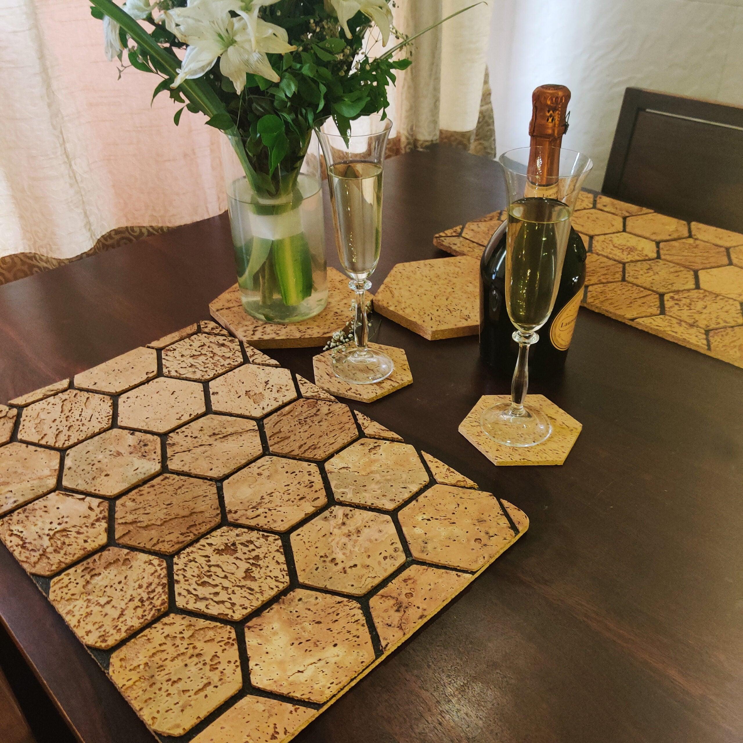 Cork Dinner Table set of Coasters, Trivets, Placemats - 6 each