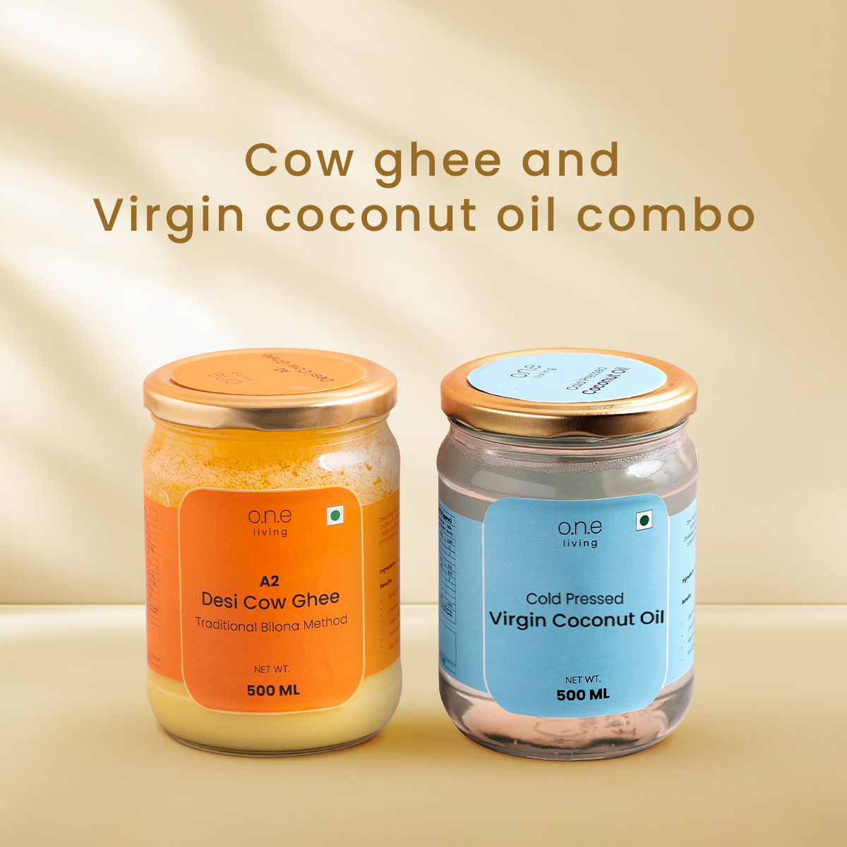 Healthy Cooking Oil & Ghee Combo | A2 Ghee & Virgin Coconut Oil | 500 ml Each