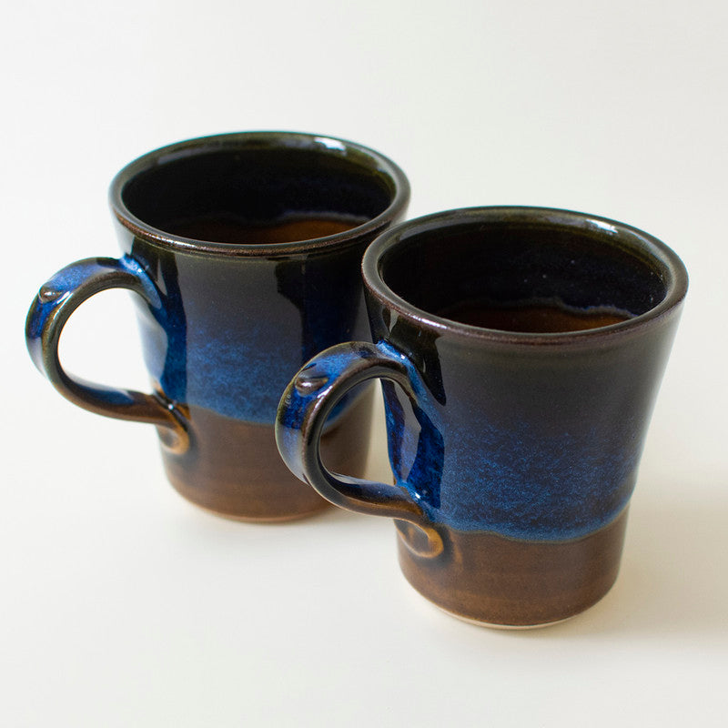 Ceramic Tapered Teacups Set | Blue | Set of 2