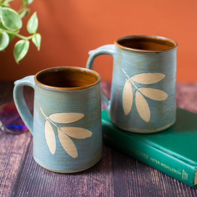 Ceramic Beer Mugs | Blue | Set of 2