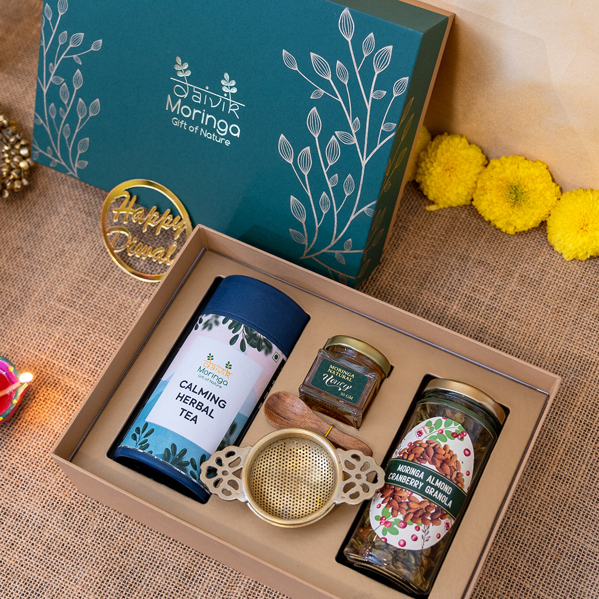 Wellness Bliss Gift  Box | Herbal Tea | Moringa Honey |Granola | Tea Infuser | Set of 4