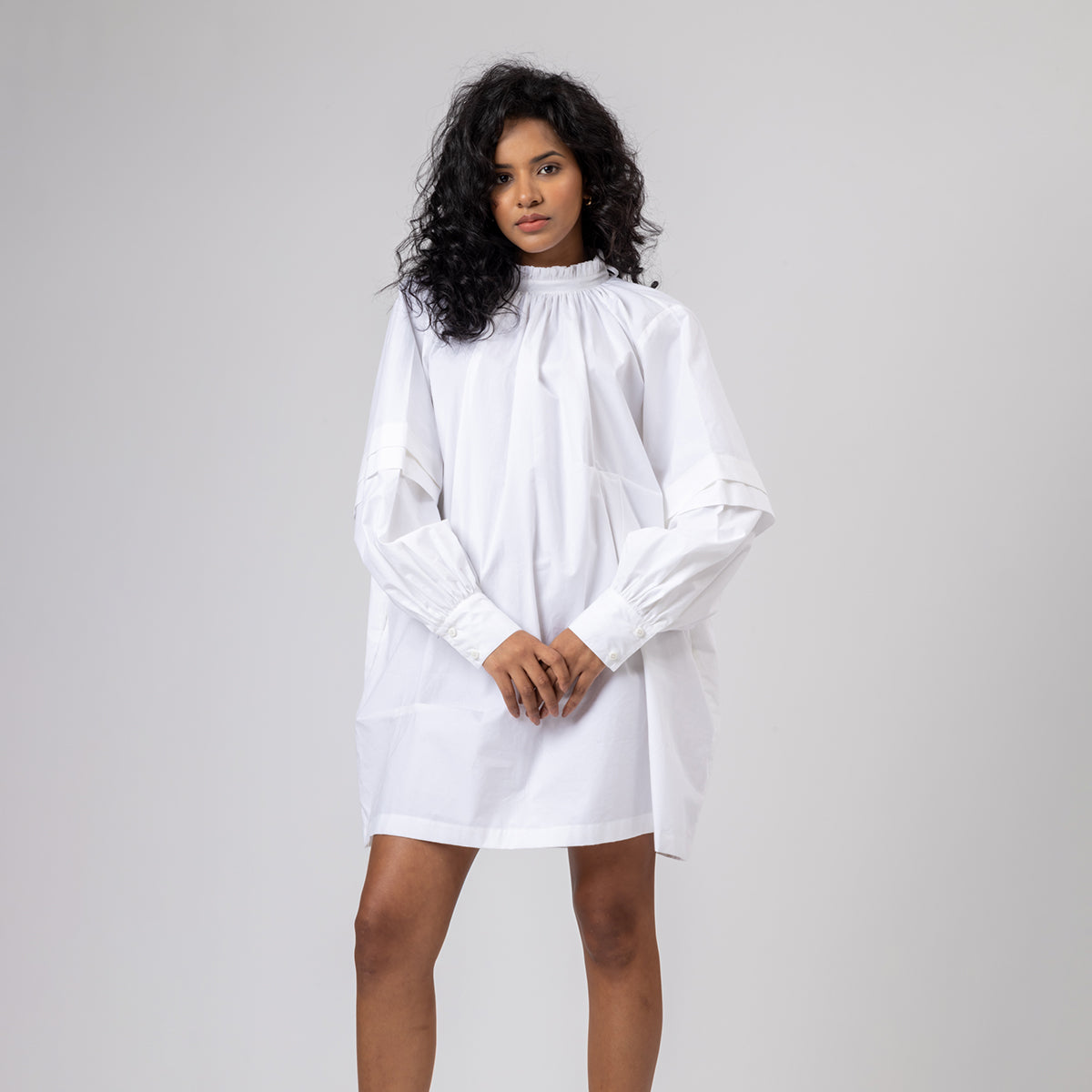 Cotton Solid Dress For Women | White