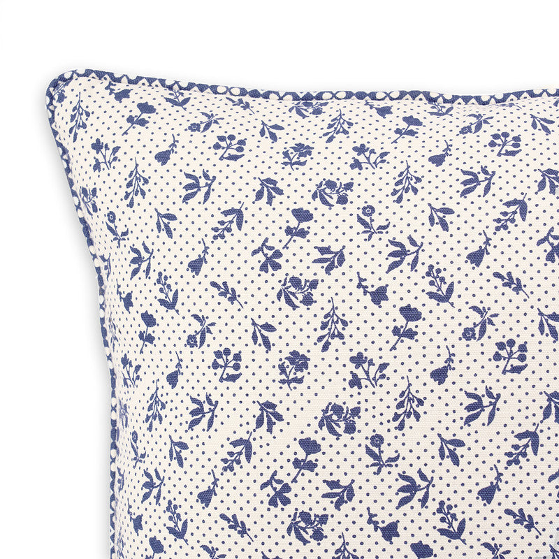 Cotton Cushion Cover | Dominoterie Small Floral Print | Indigo