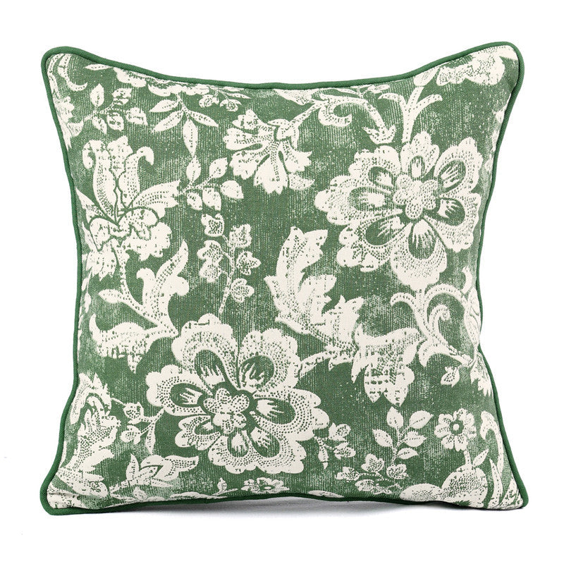 Cotton Cushion Cover | Dominoterie Floral Print | Green