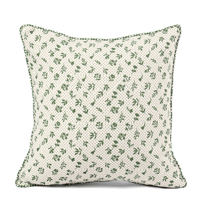 Cotton Cushion Cover | Dominoterie Small Floral Print | Green