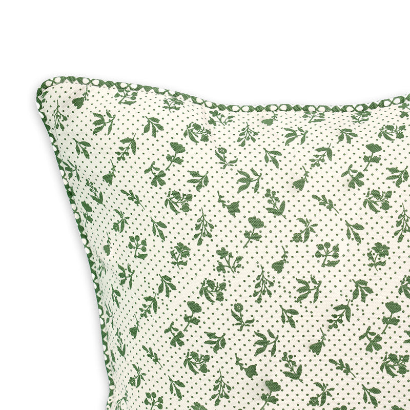 Cotton Cushion Cover | Dominoterie Small Floral Print | Green