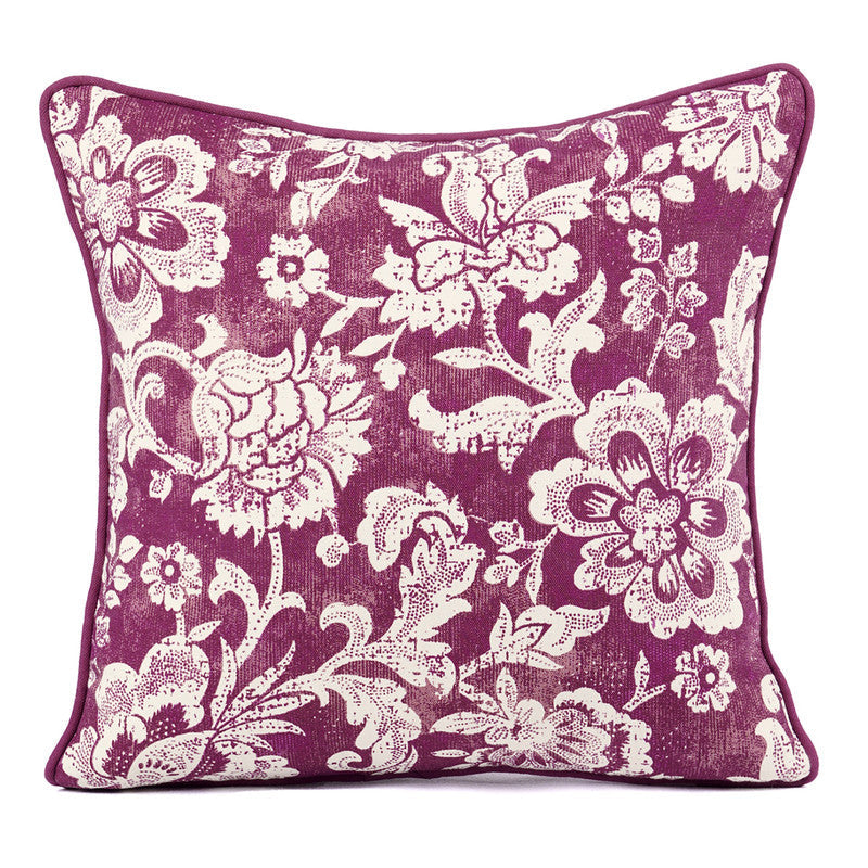 Cotton Cushion Cover | Dominoterie Floral Print | Plum