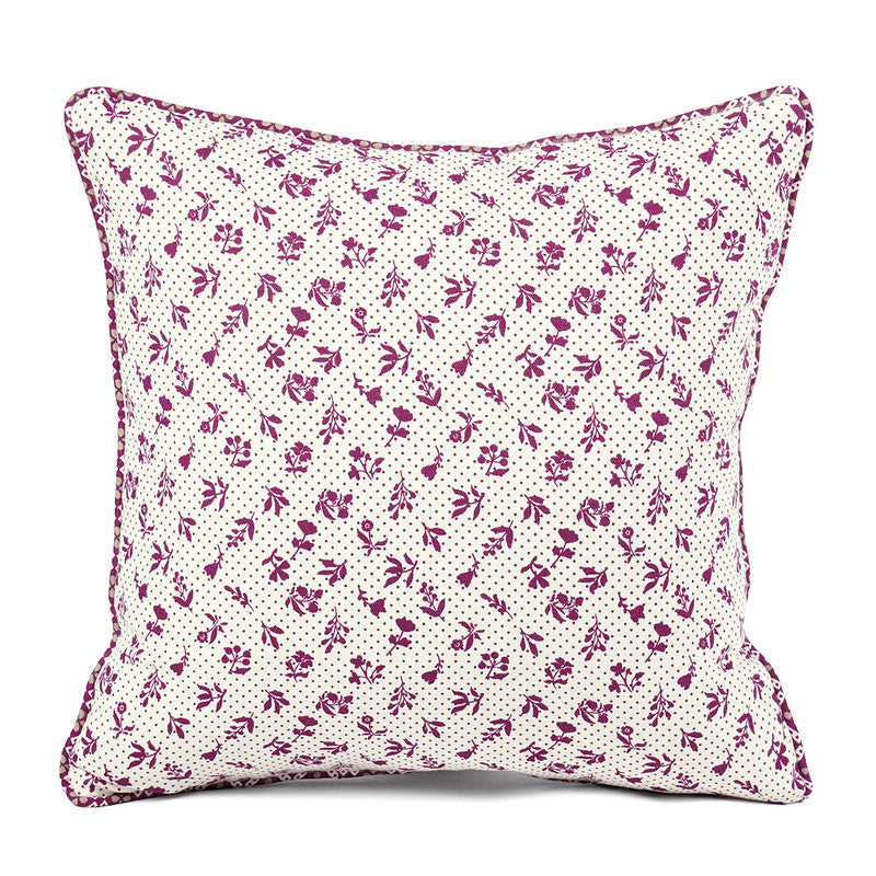 Cotton Cushion Cover | Dominoterie Small Floral Print | Plum