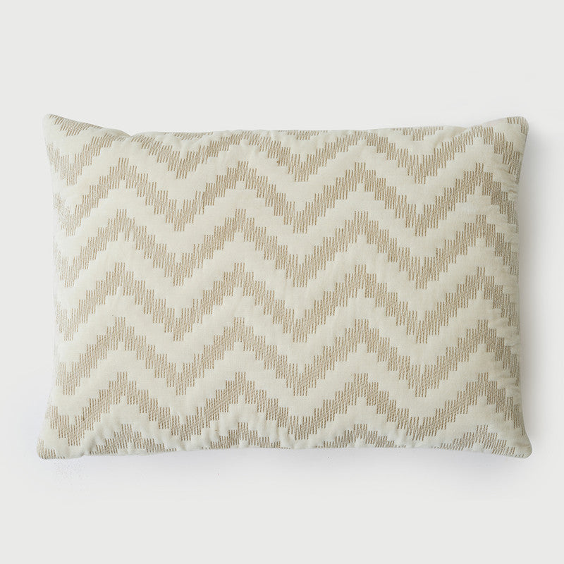 Cotton Cushion Cover | Chevron | Zigzag Pattern | Brown | 35 x 50 cm