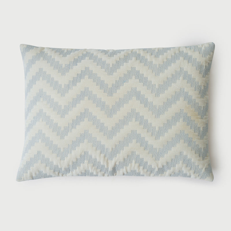 Cotton Cushion Cover | Chevron | Zigzag Pattern | Blue | 35 x 50 cm