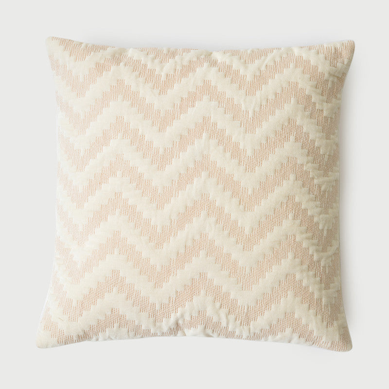 Cotton Cushion Cover | Chevron | Zigzag Pattern | Peach | 45 x 45 cm