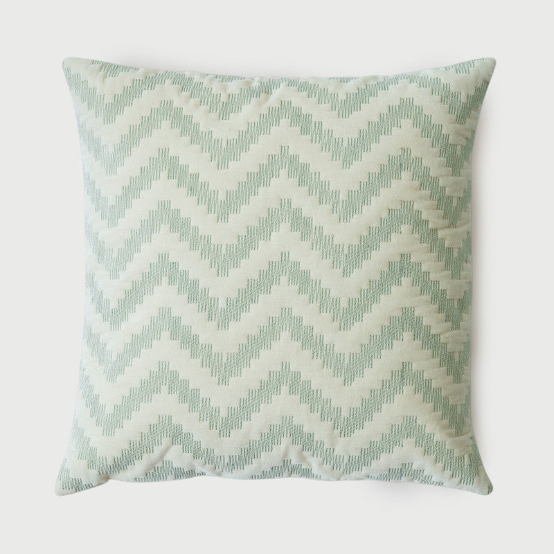 Cotton Cushion Cover | Chevron | Zigzag Pattern | Green | 45 x 45 cm