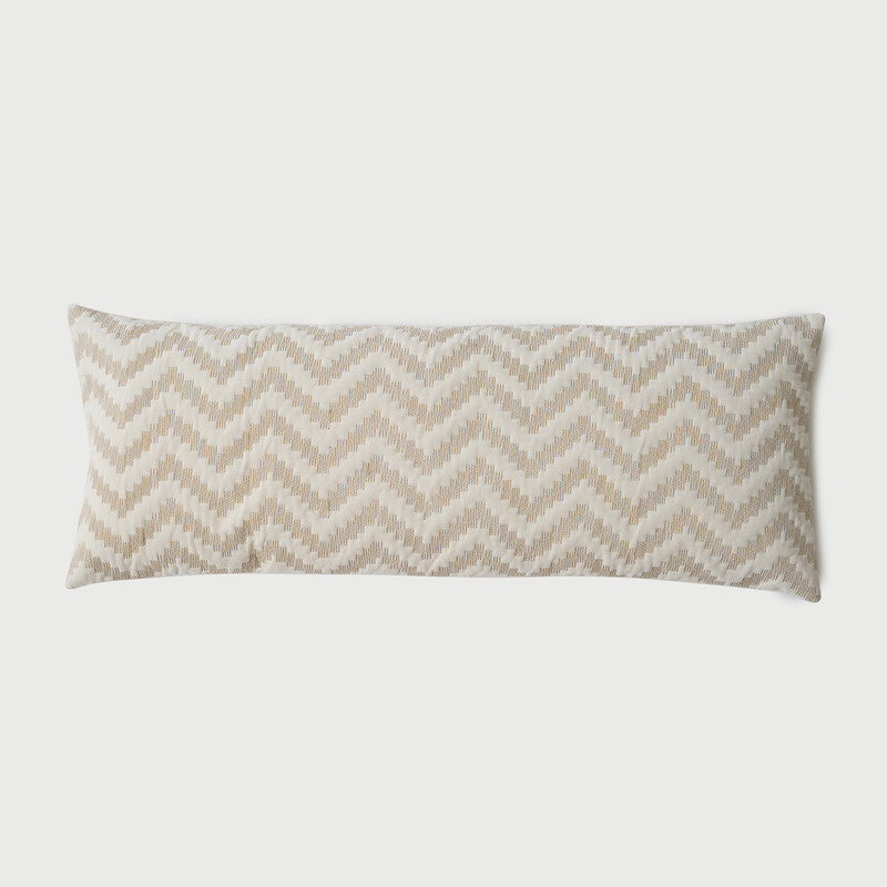 Cotton Cushion Cover | Chevron | Zigzag Pattern | Brown | 35 x 90 cm