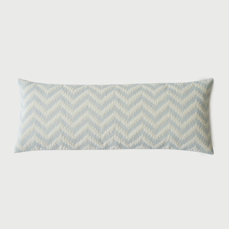 Cotton Cushion Cover | Chevron | Zigzag Pattern | Blue | 35 x 90 cm