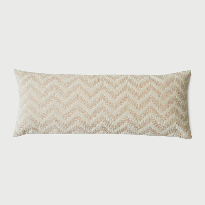 Cotton Cushion Cover | Chevron | Zigzag Pattern | Peach | 35 x 90 cm