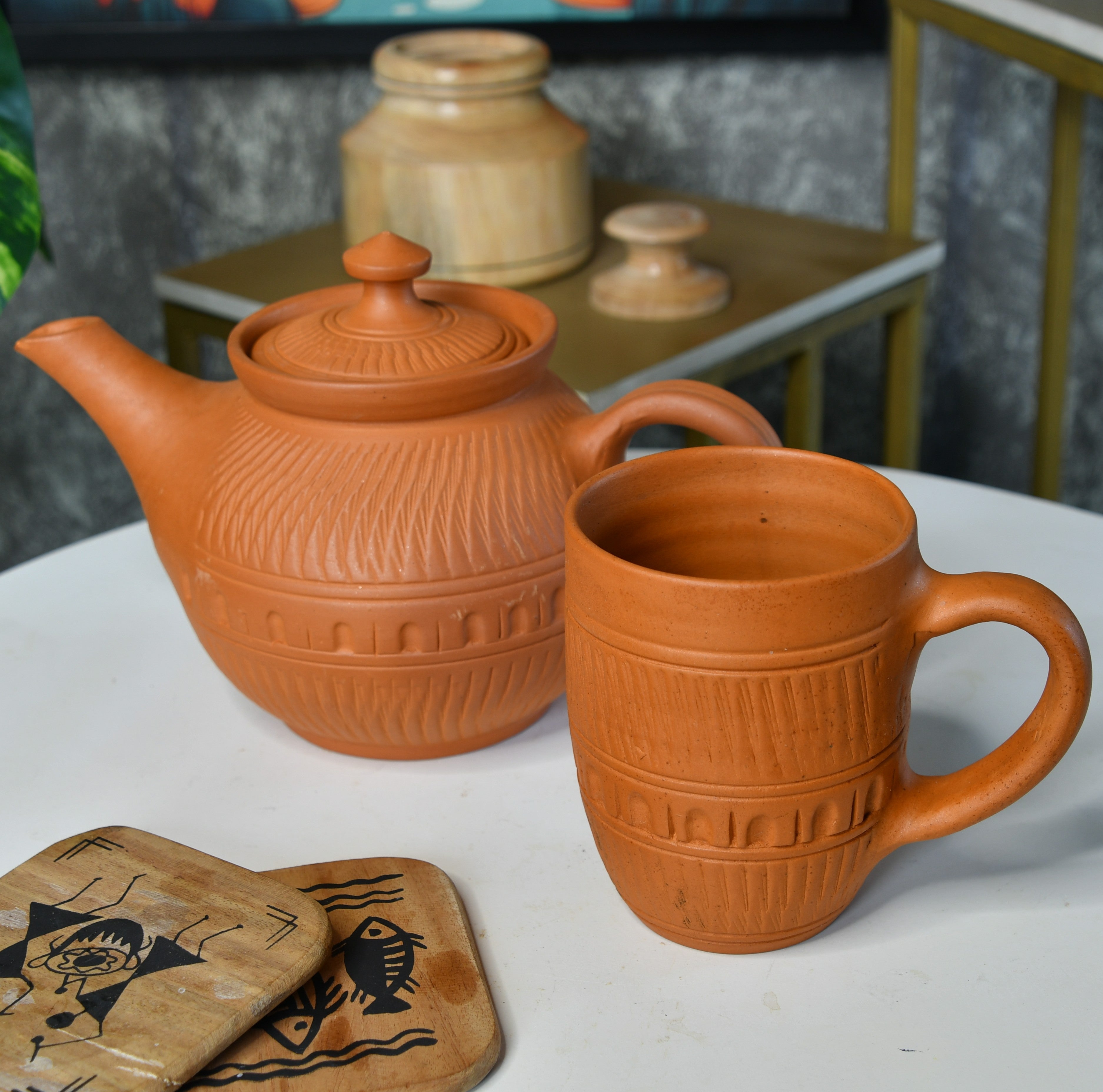 Rustic Terracotta Coffee Mug: Home Decor & Kitchen Delight