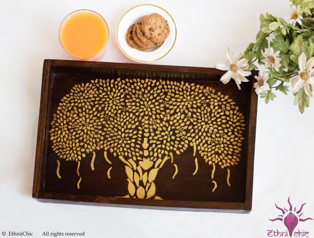 Ethinichic Hand painted Tree of Life Serving Tray