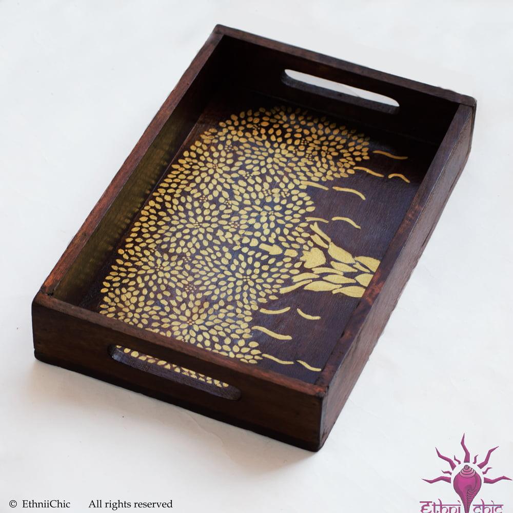 Ethinichic Hand painted Tree of Life Serving Tray