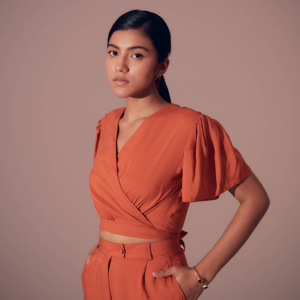 Handcrafted Tencel Modal Top | Sunset Orange