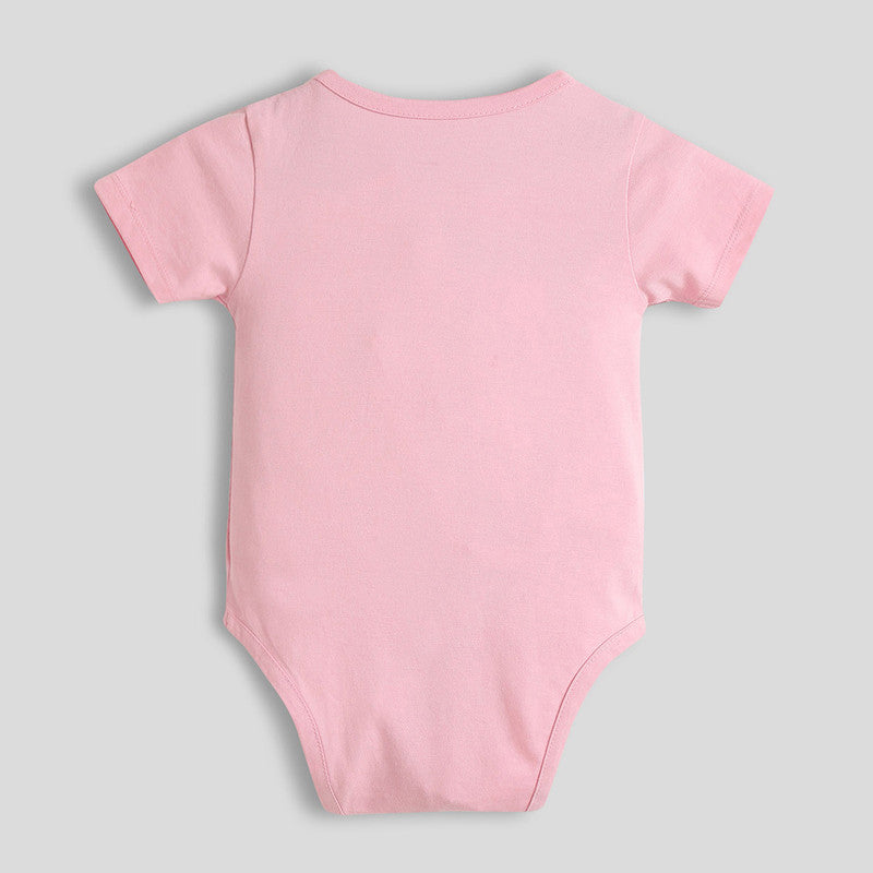 Cotton Bodysuit For Girls | 3D Tiger Wrapover | Pink