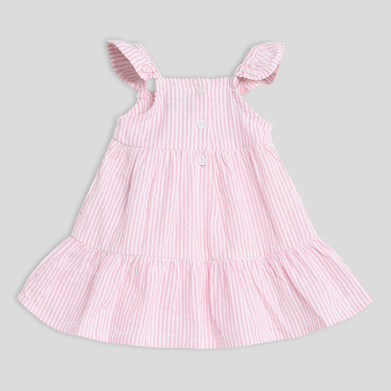 Cotton Dress for Girls | Gingham Embroidered | Pink