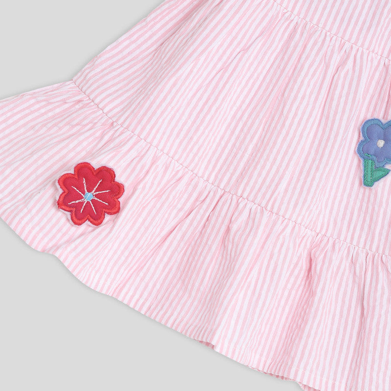 Cotton Dress for Girls | Gingham Embroidered | Pink