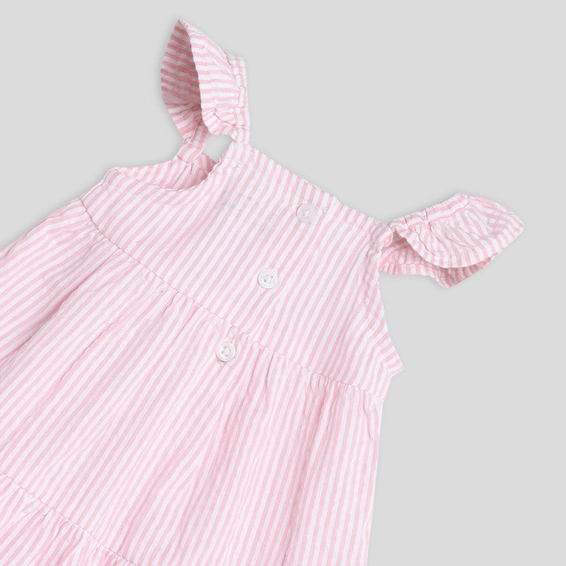 Cotton Dress for Girls | Gingham Embroidered | Pink