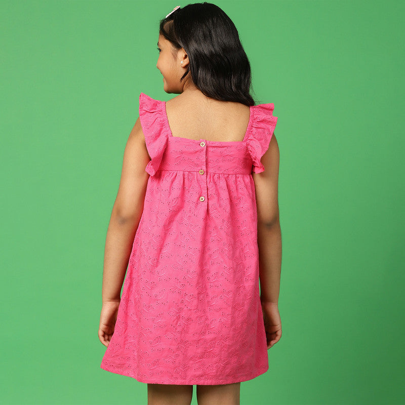 Cotton Bougainvillea Dress for Girls | Pink