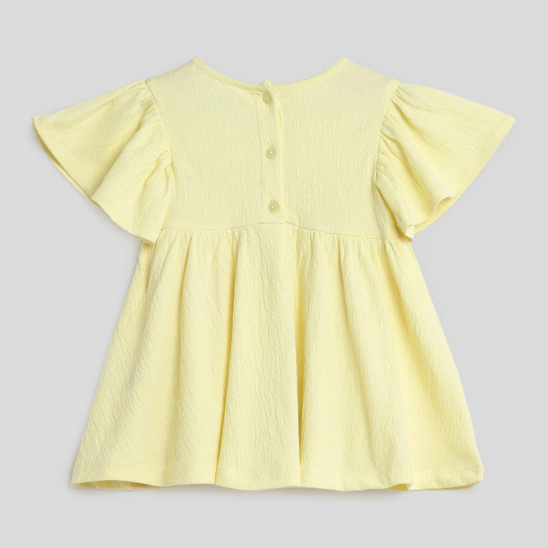 Cotton Floral Dress for Girls | Embroidered | Yellow