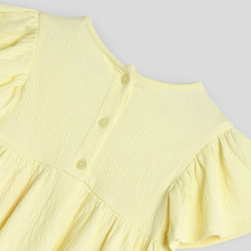 Cotton Floral Dress for Girls | Embroidered | Yellow