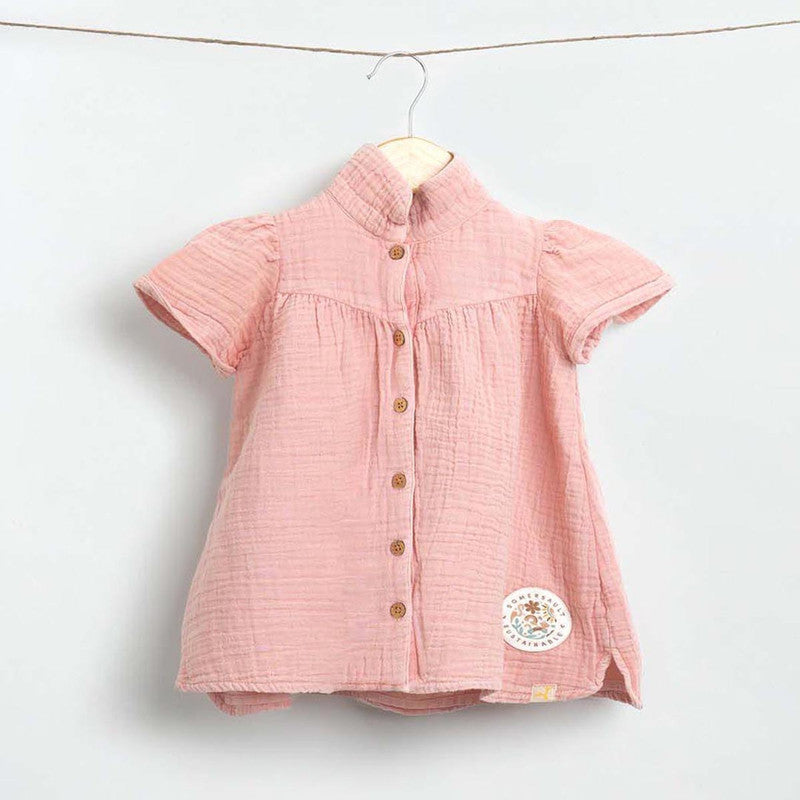 Cotton Twill Dress for Girls | Pink