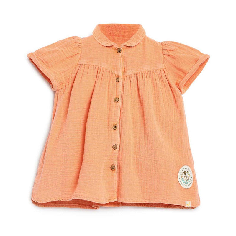 Cotton Twill Dress for Girls | Peach