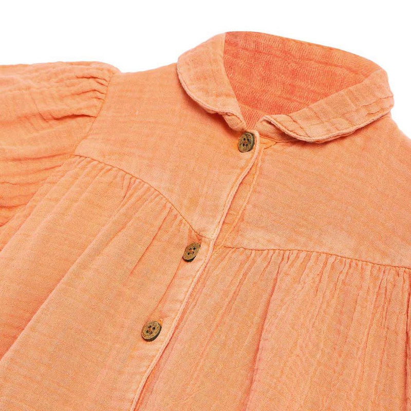 Cotton Twill Dress for Girls | Peach