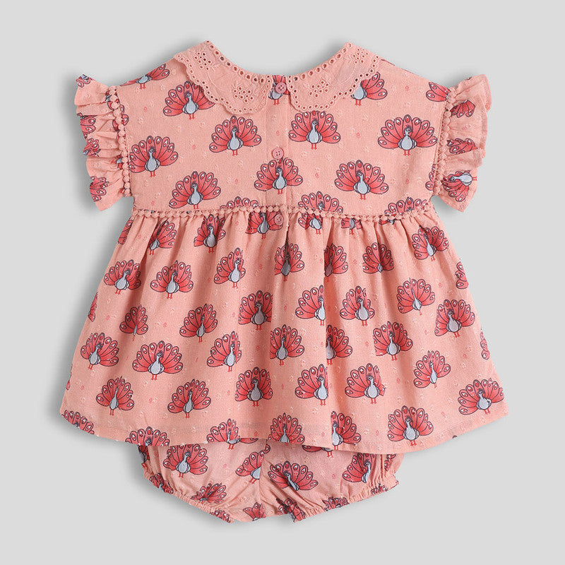 Cotton Dress For Girls | Mor Printed | Pink