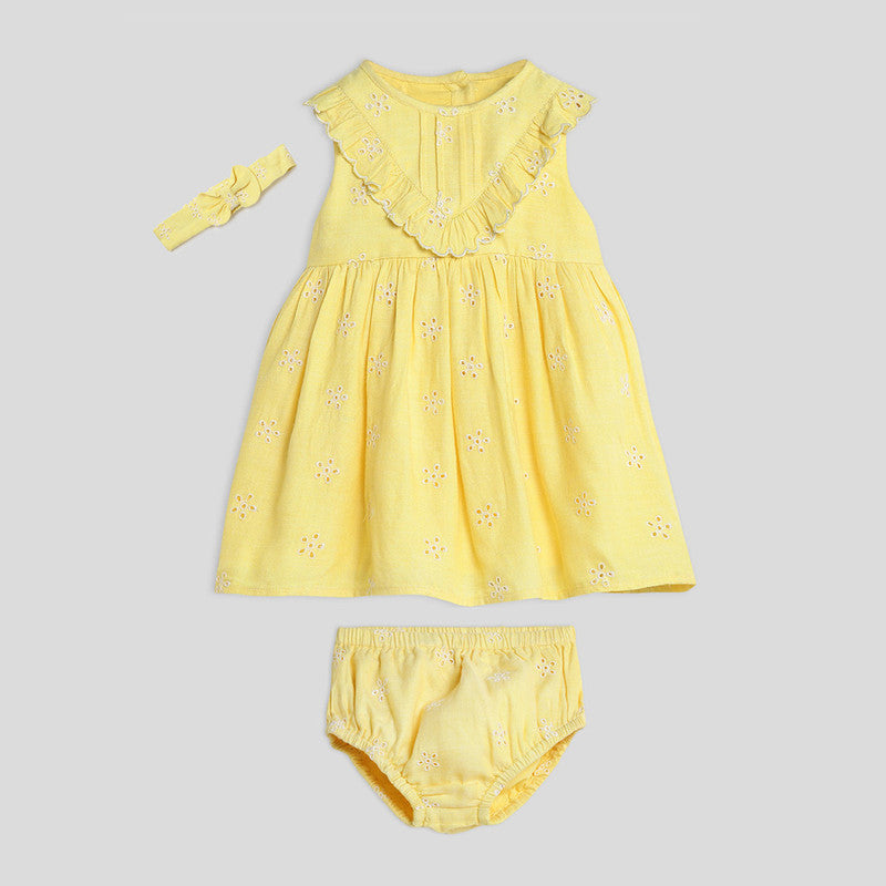 Cotton Sunflower Dress with Bloomers | Yellow