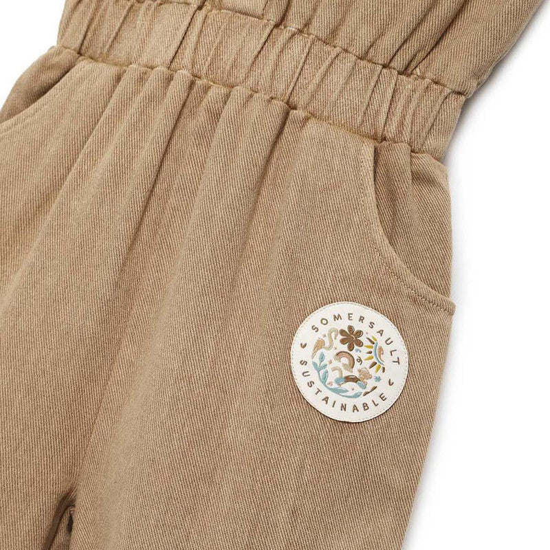 Cotton Twill Jumpsuit for Kids | Brown