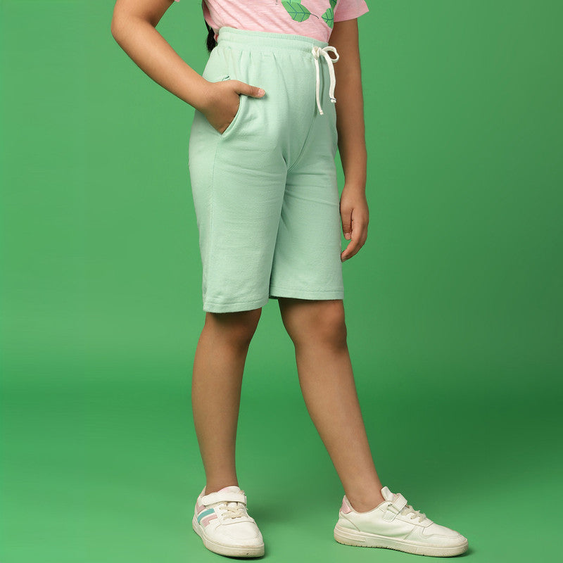 Cotton Bermuda Shorts for Girls | Light Green