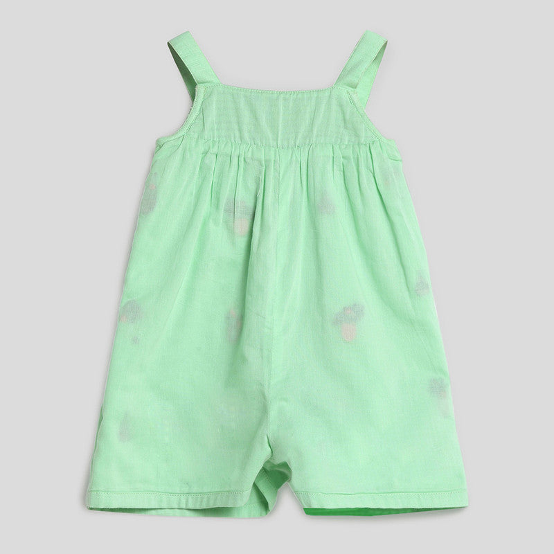 Cotton Romper | Embroidered | Green