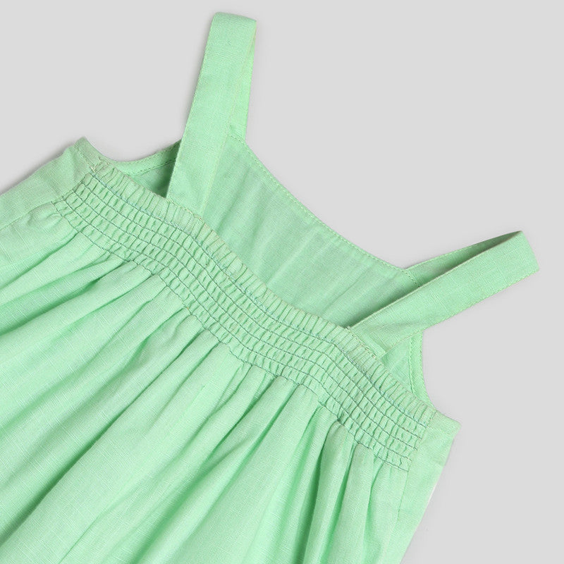 Cotton Romper | Embroidered | Green