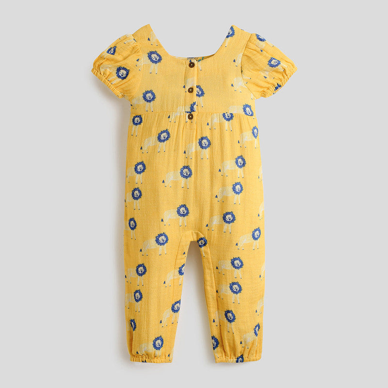 Cotton Baby Romper | Lion Printed | Yellow